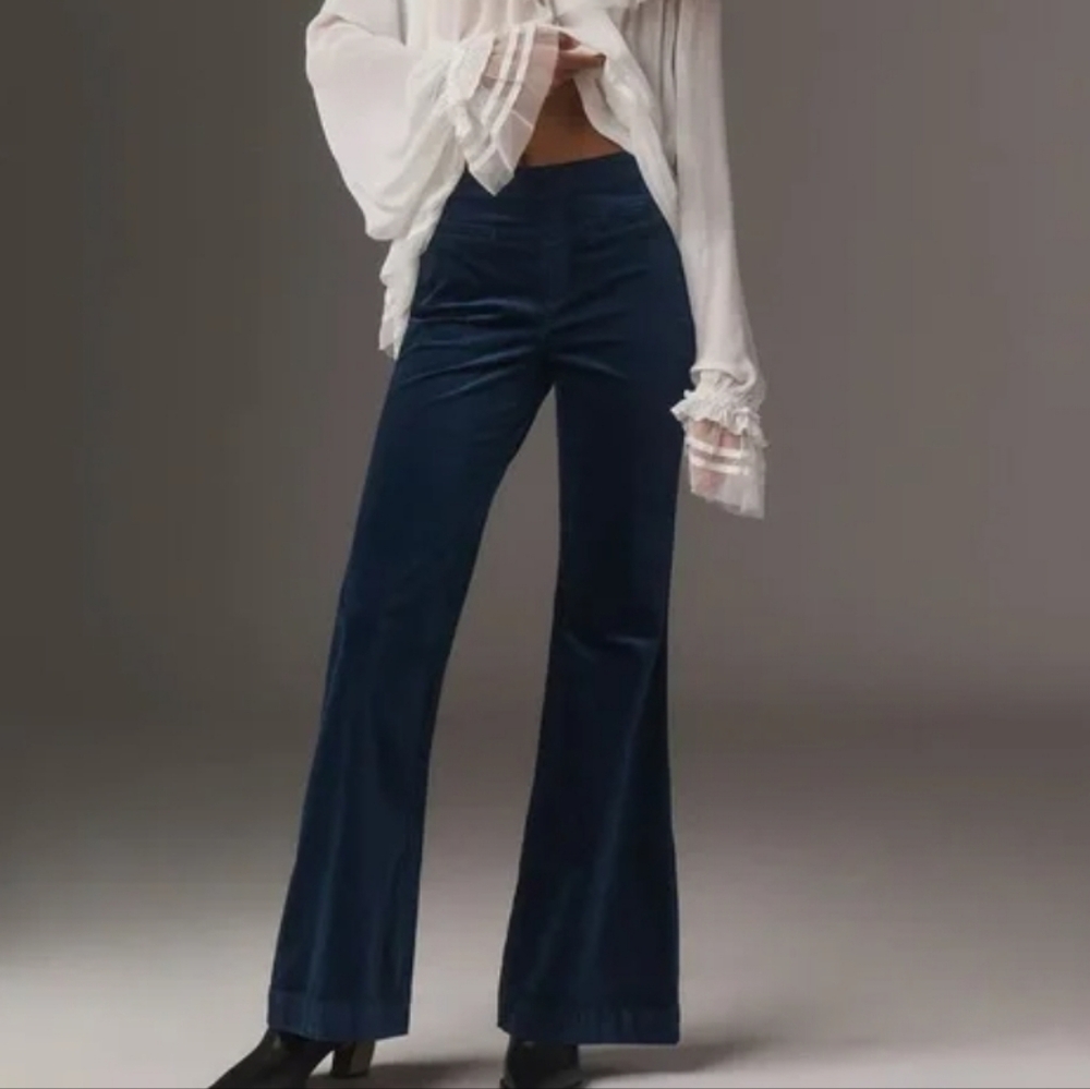 Anthropologie Pilcro Pull-On Mid-Rise Retro Velvet Flare Pants